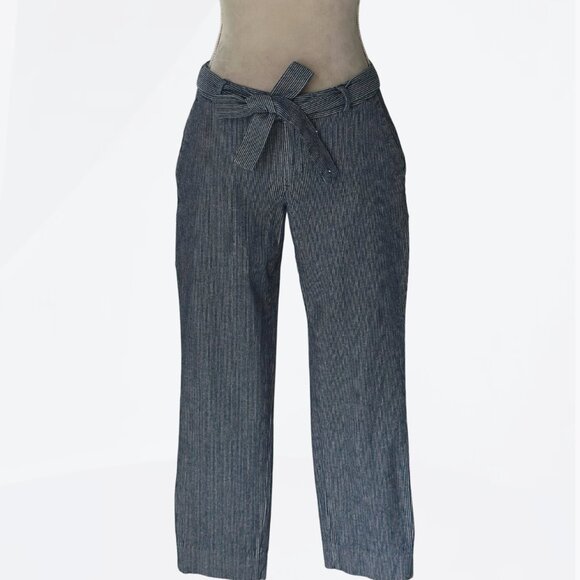 Banana Republic Avery Striped Ankle Pinstripe Pants Sz 4 Career Office Siren - Picture 2 of 8